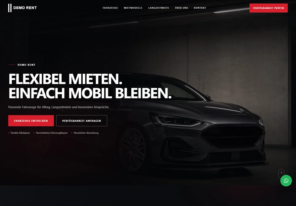 Anonymisierte Website-Vorschau: Premium-Autovermietung